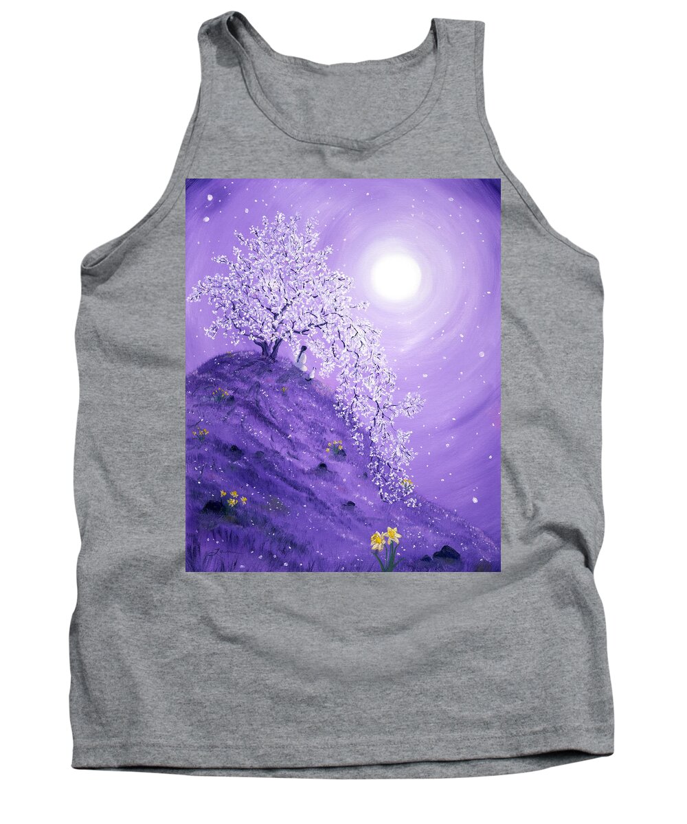 Zen Tank Top featuring the painting Daffodil Dawn Meditation by Laura Iverson