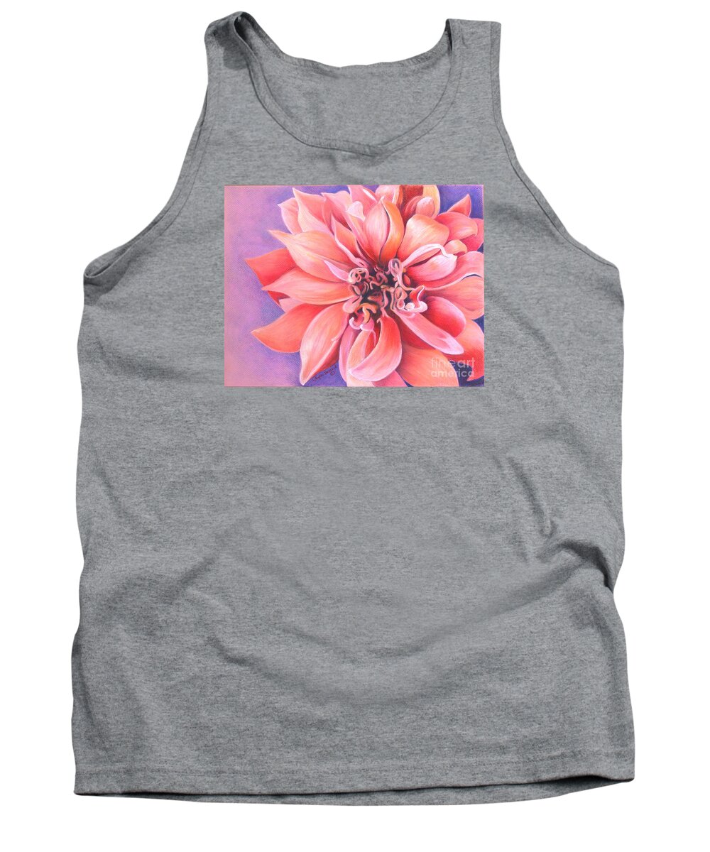 Dahlia Tank Top featuring the drawing Dahlia 2 by Phyllis Howard