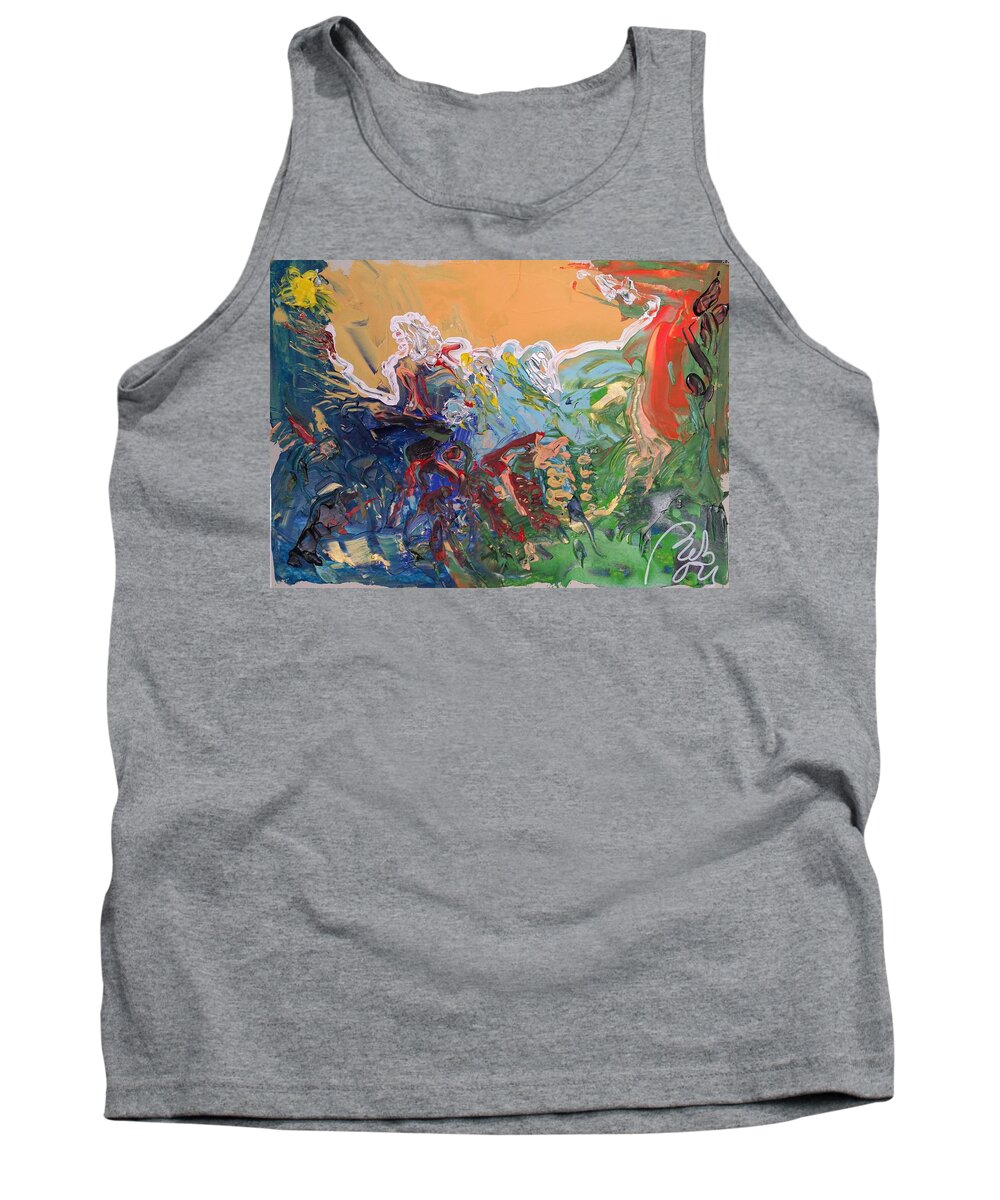 Being Tank Top featuring the painting Dawn in the forest by Bachmors Artist