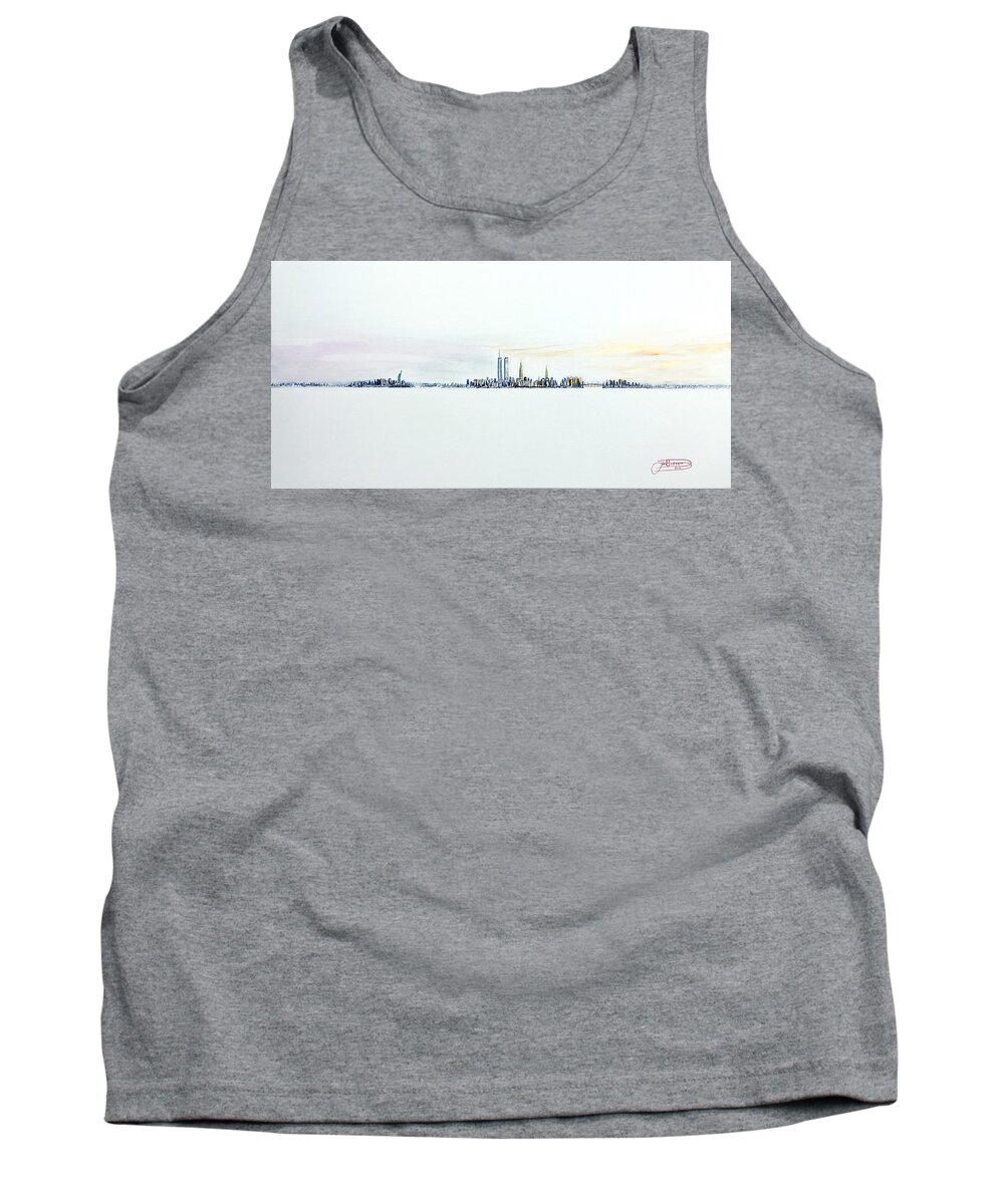 Artwork Tank Top featuring the painting Dawn New York City by Jack Diamond
