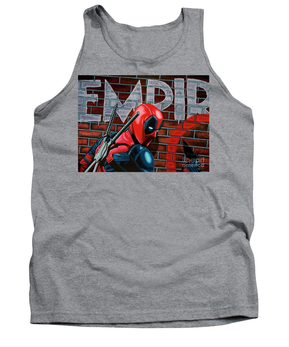 Deadpool Tank Top featuring the painting Deadpool Painting by Paul Meijering