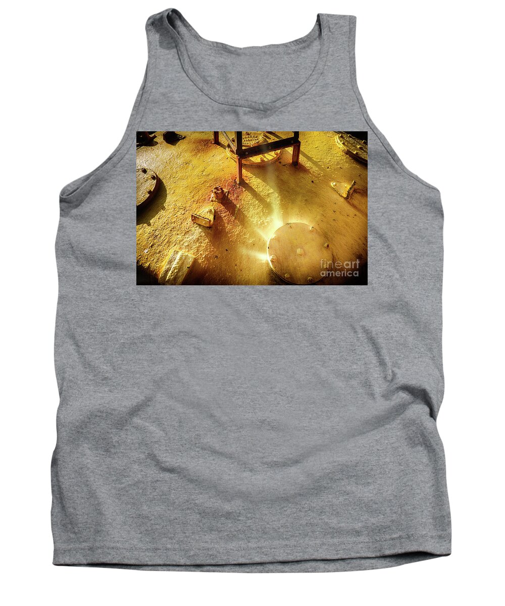 Industrial Tank Top featuring the photograph Decaying buoy with escape hatch by Simon Bratt