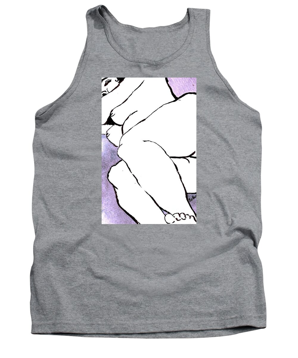 Sumi Ink Tank Top featuring the drawing Dee by M Bellavia