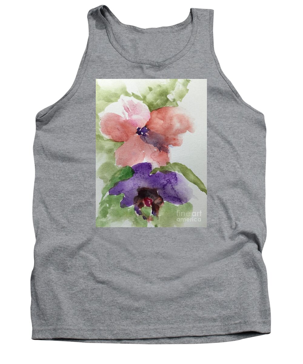 Flower Painting . Watercolor Purple Pink Tank Top featuring the painting Deep Within by Trilby Cole