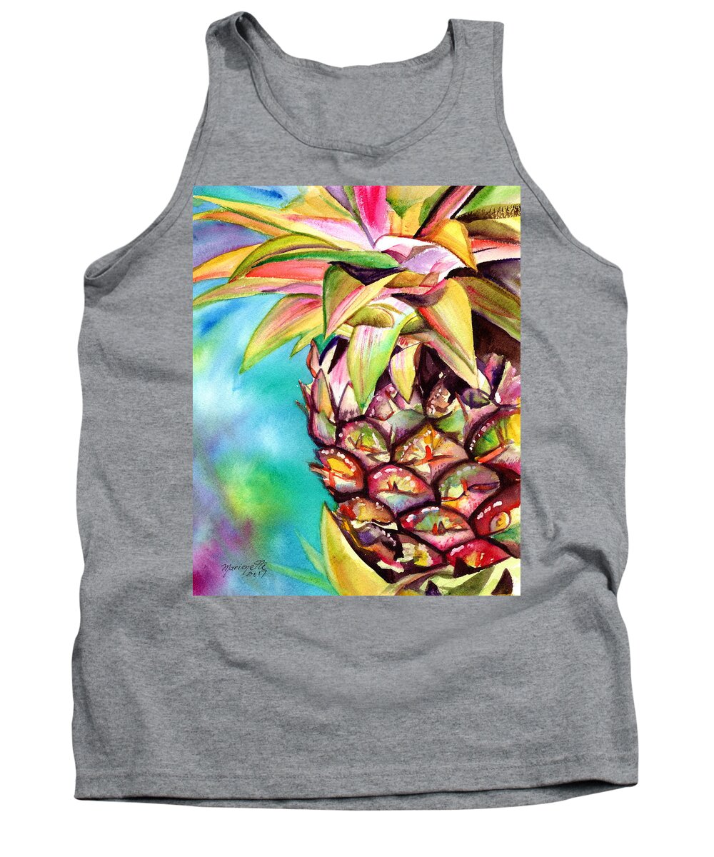 Pineapple Watercolors Tank Top featuring the painting Delightful Pineapple by Marionette Taboniar