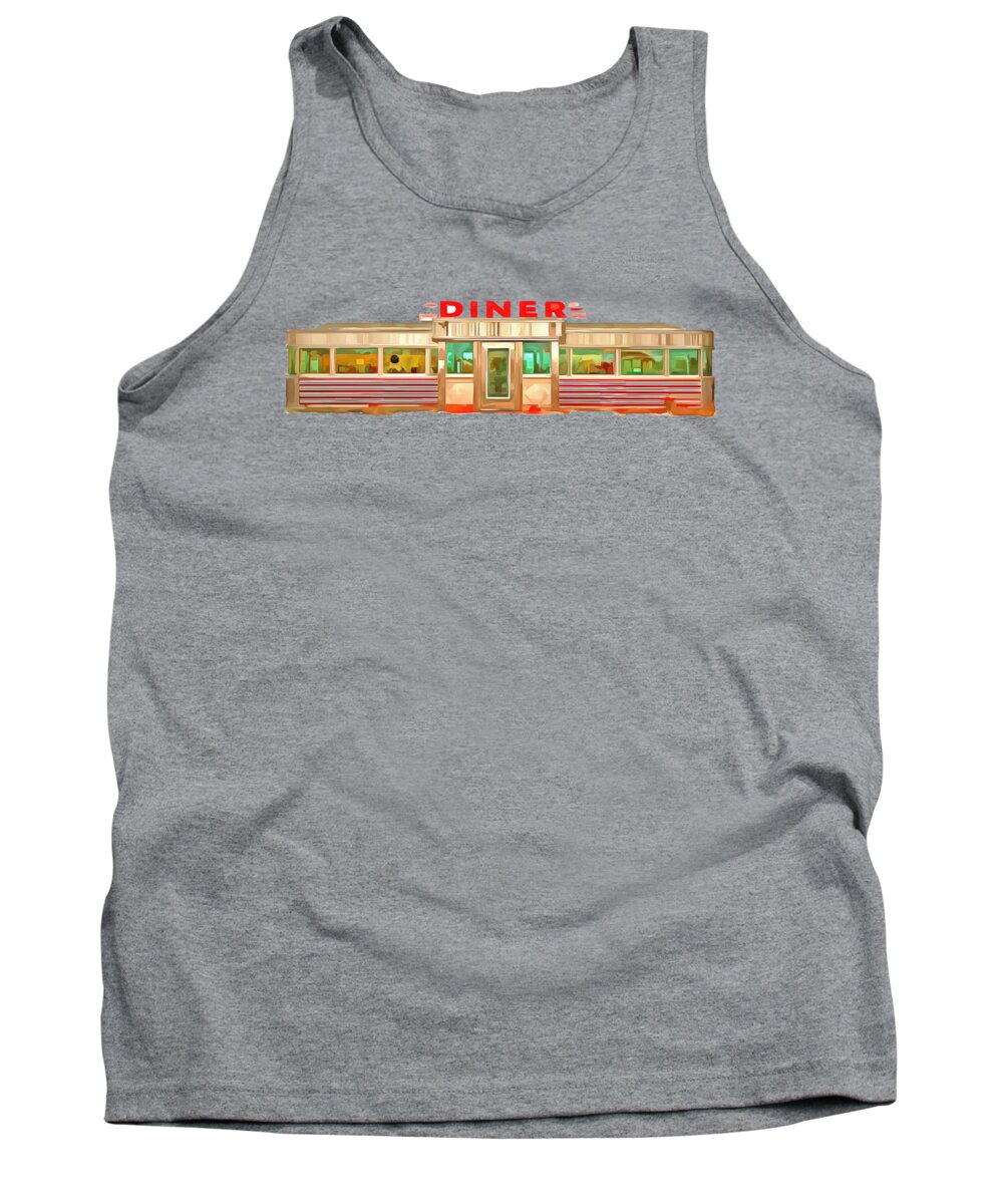 Vintage Tank Top featuring the painting Diner Tee by Edward Fielding