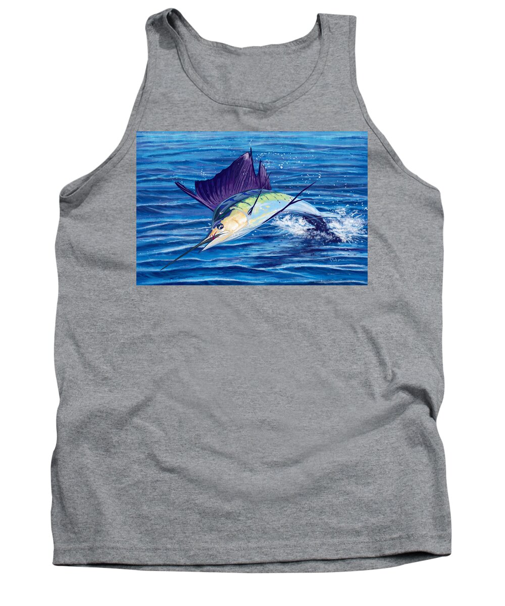 Sailfish Tank Top featuring the digital art Ditch Effort by Kevin Putman