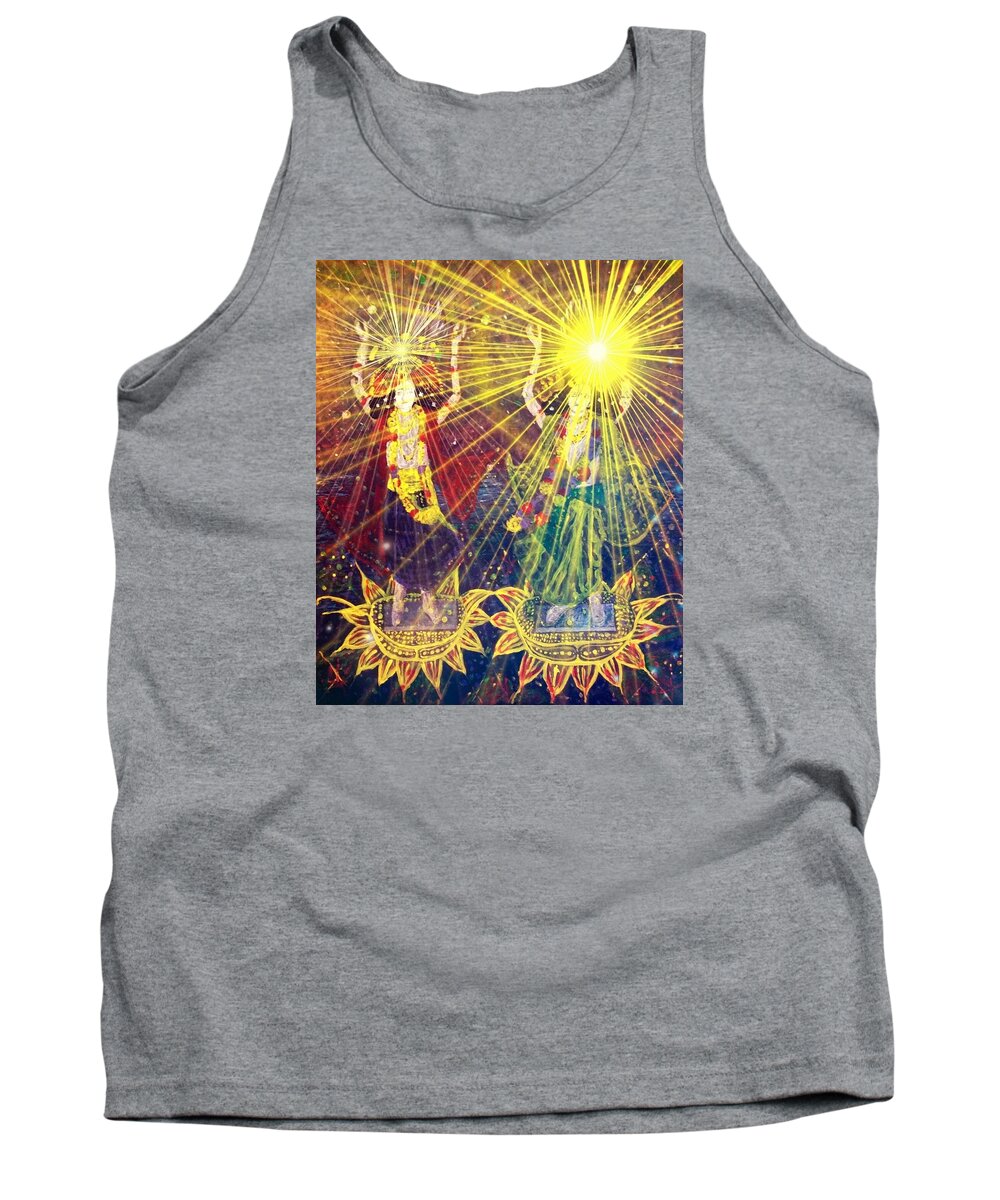 Divine Tank Top featuring the painting Divine Illumination GN by Michael African Visions