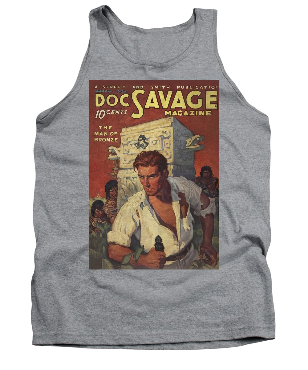 Comic Tank Top featuring the drawing Doc Savage The Man of Bronze by Conde Nast