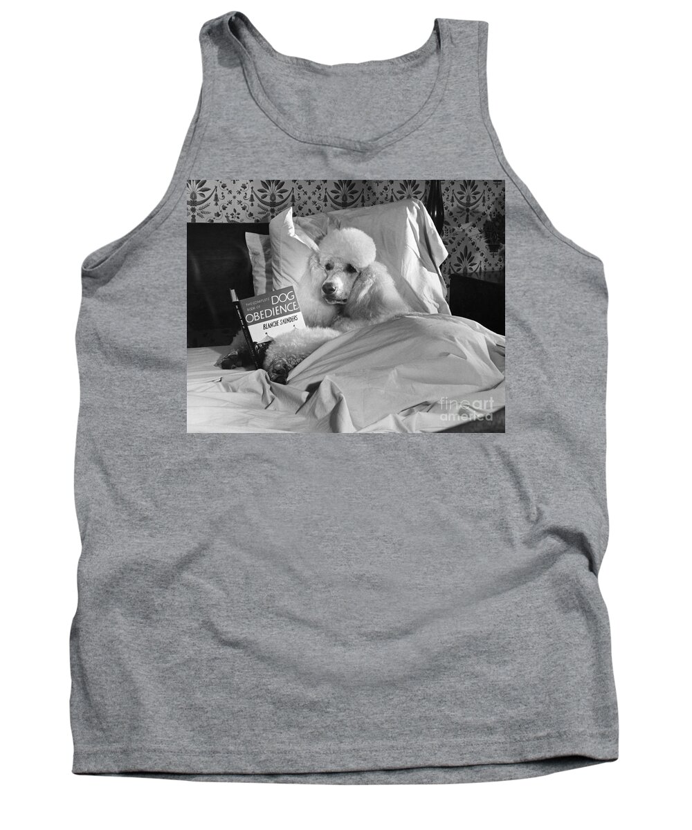 Animal Tank Top featuring the photograph Dog Reading in Bed by M E Browning and Photo Researchers