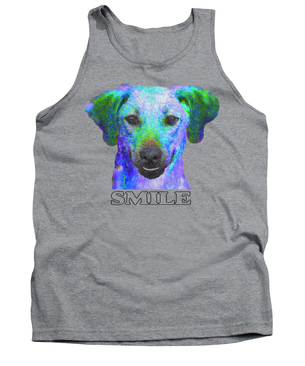 Dog Tank Top featuring the photograph Doggy Smile by Mitch Spence