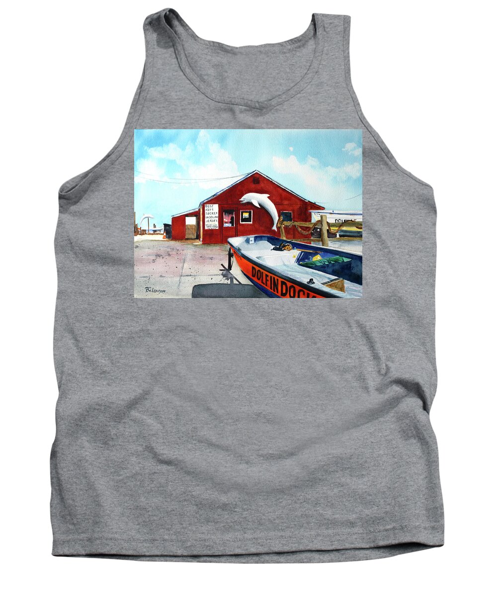 Dolphin Dock Tank Top featuring the painting Dolphin Dock II by Phyllis London