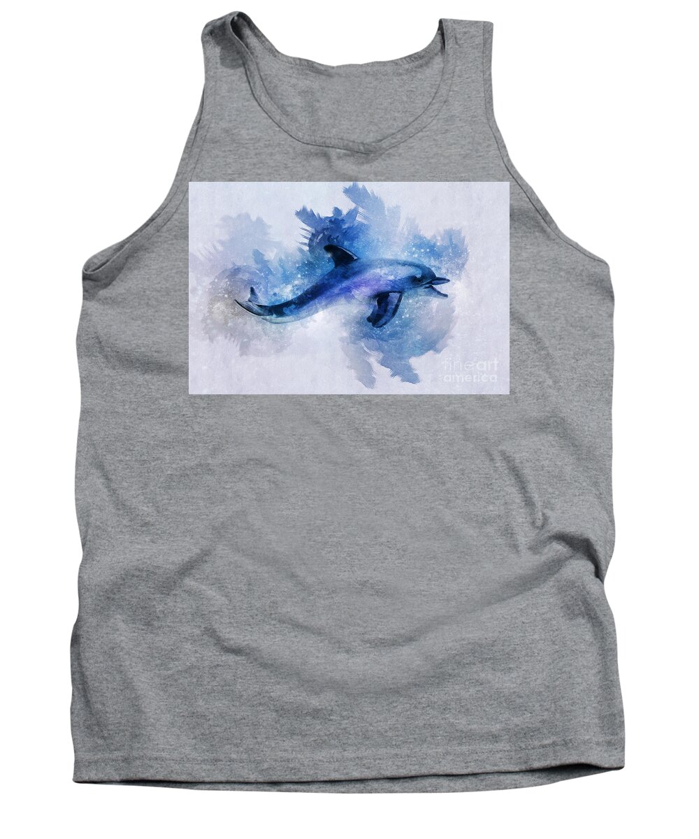 Dolphin Tank Top featuring the digital art Dolphins Freedom by Ian Mitchell