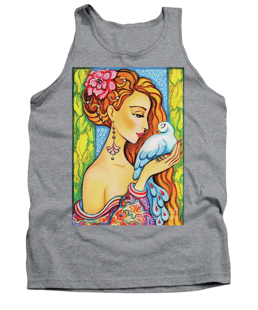 Dove Woman Tank Top featuring the painting Dove Whisper by Eva Campbell