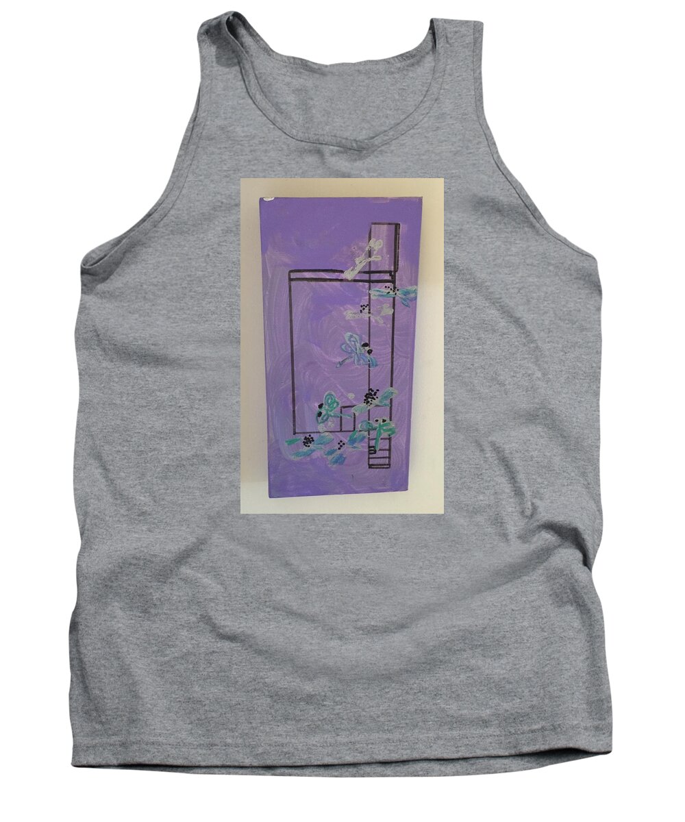 Dragonfly Tank Top featuring the painting Dragonfly Geometry by Kenlynn Schroeder