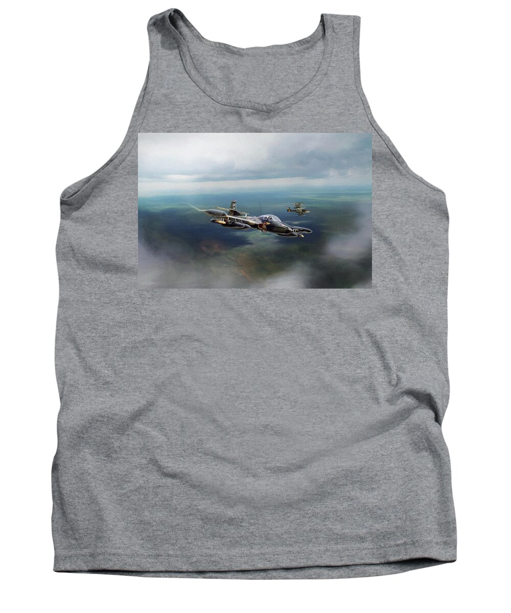 Aviation Tank Top featuring the digital art Dragonfly Special Operations by Peter Chilelli