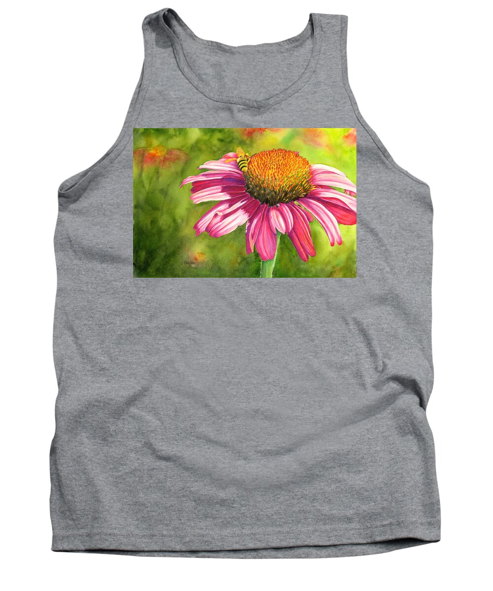 Large Floral Tank Top featuring the painting Drawn In by Lori Taylor