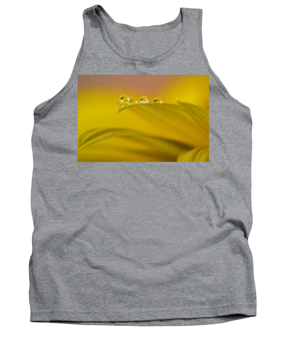 Sunflower Tank Top featuring the photograph Drops resting on a leaf by Wolfgang Stocker