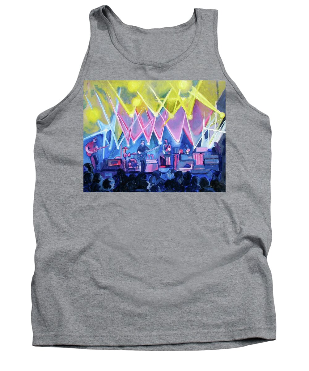 Night Scenes Tank Top featuring the painting Dru's Night with Um by Patricia Arroyo