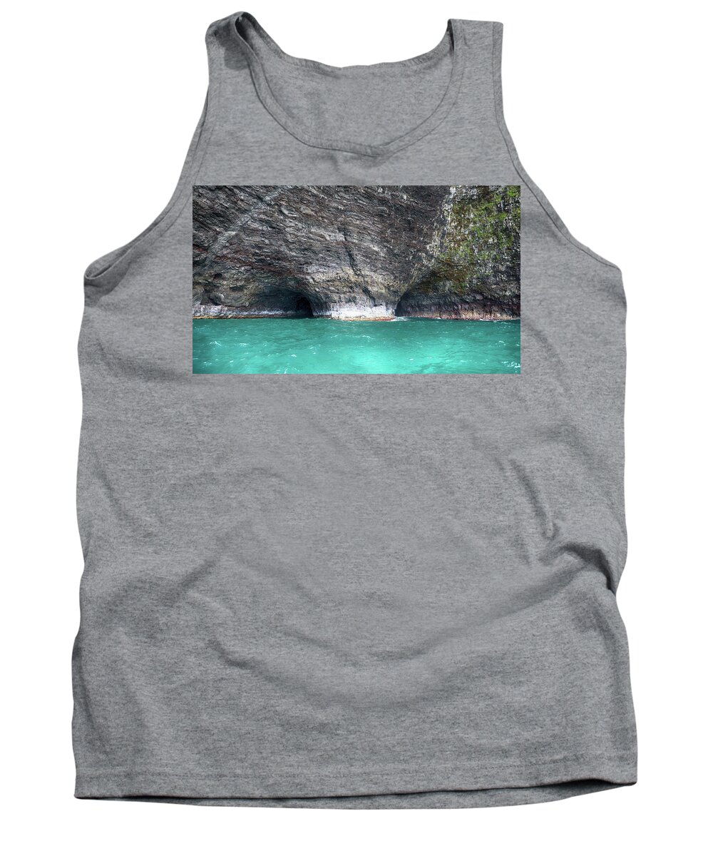 Napali Coast Tank Top featuring the photograph Dual Caves by Jason Wolters