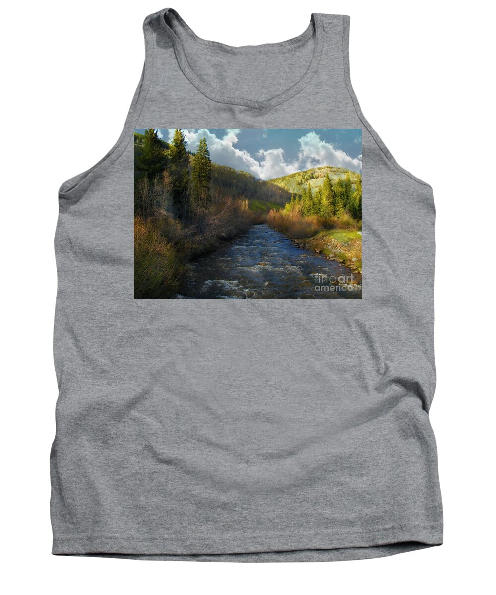Early Spring Delores River On The San Jaun Side Of The Mountains Tank Top featuring the digital art Early Spring Delores River by Annie Gibbons