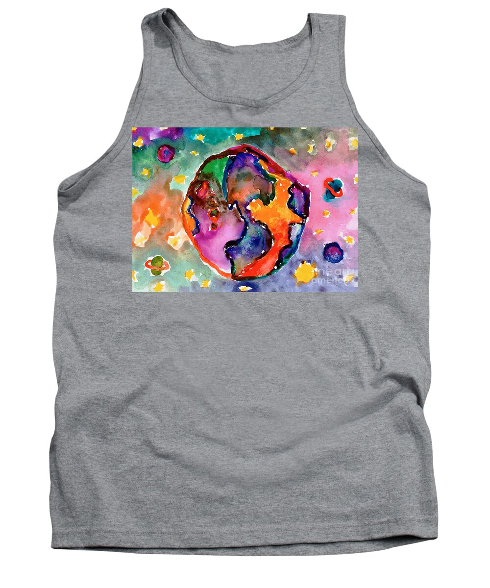 Earth Tank Top featuring the painting Earth by Alicia Hanson Age Ten