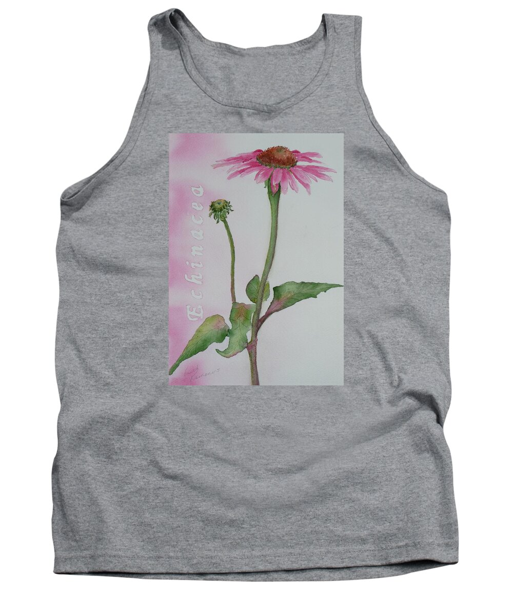 Flower Tank Top featuring the painting Echinacea by Ruth Kamenev