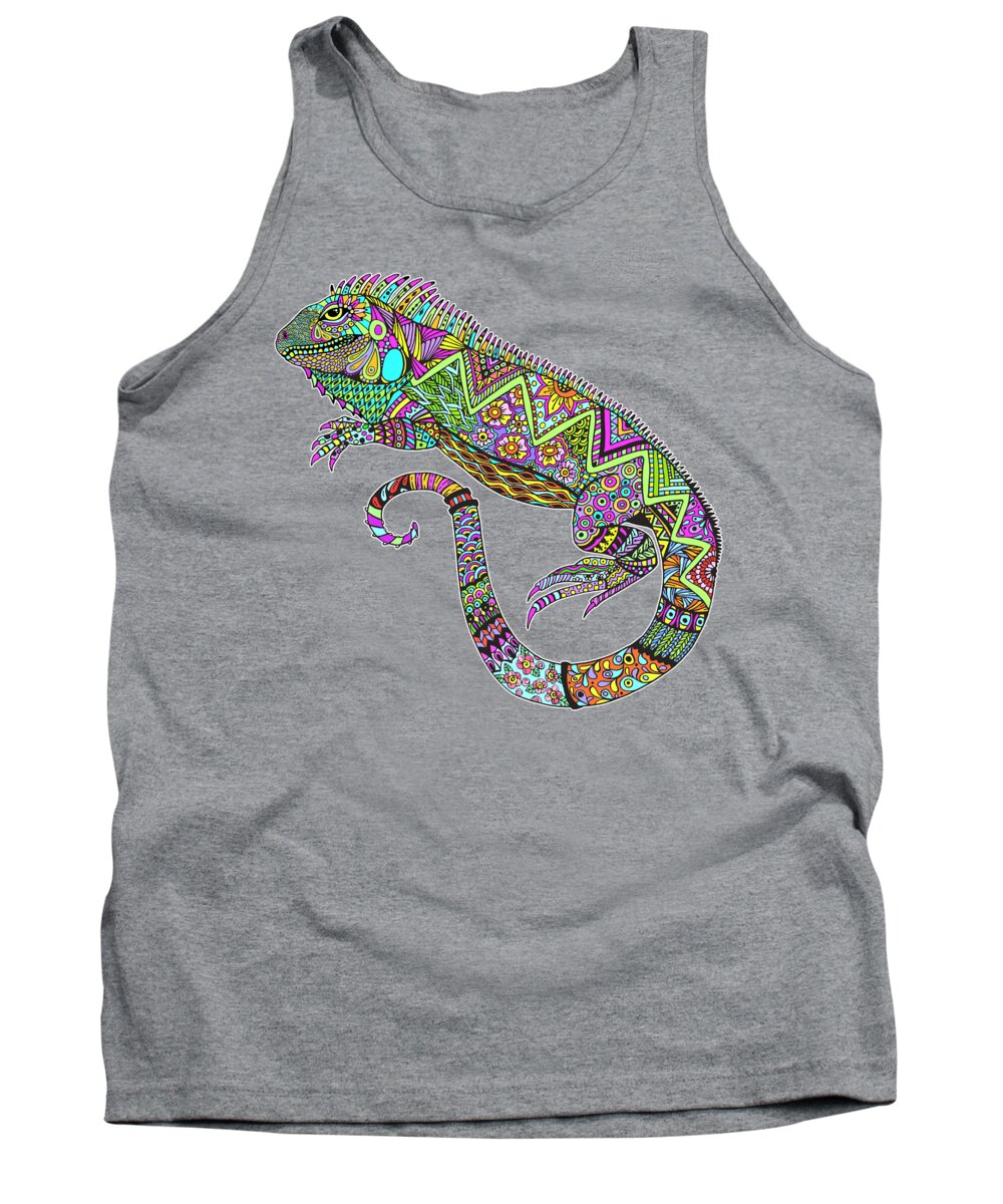 Iguana Tank Top featuring the drawing Electric Iguana by Tammy Wetzel