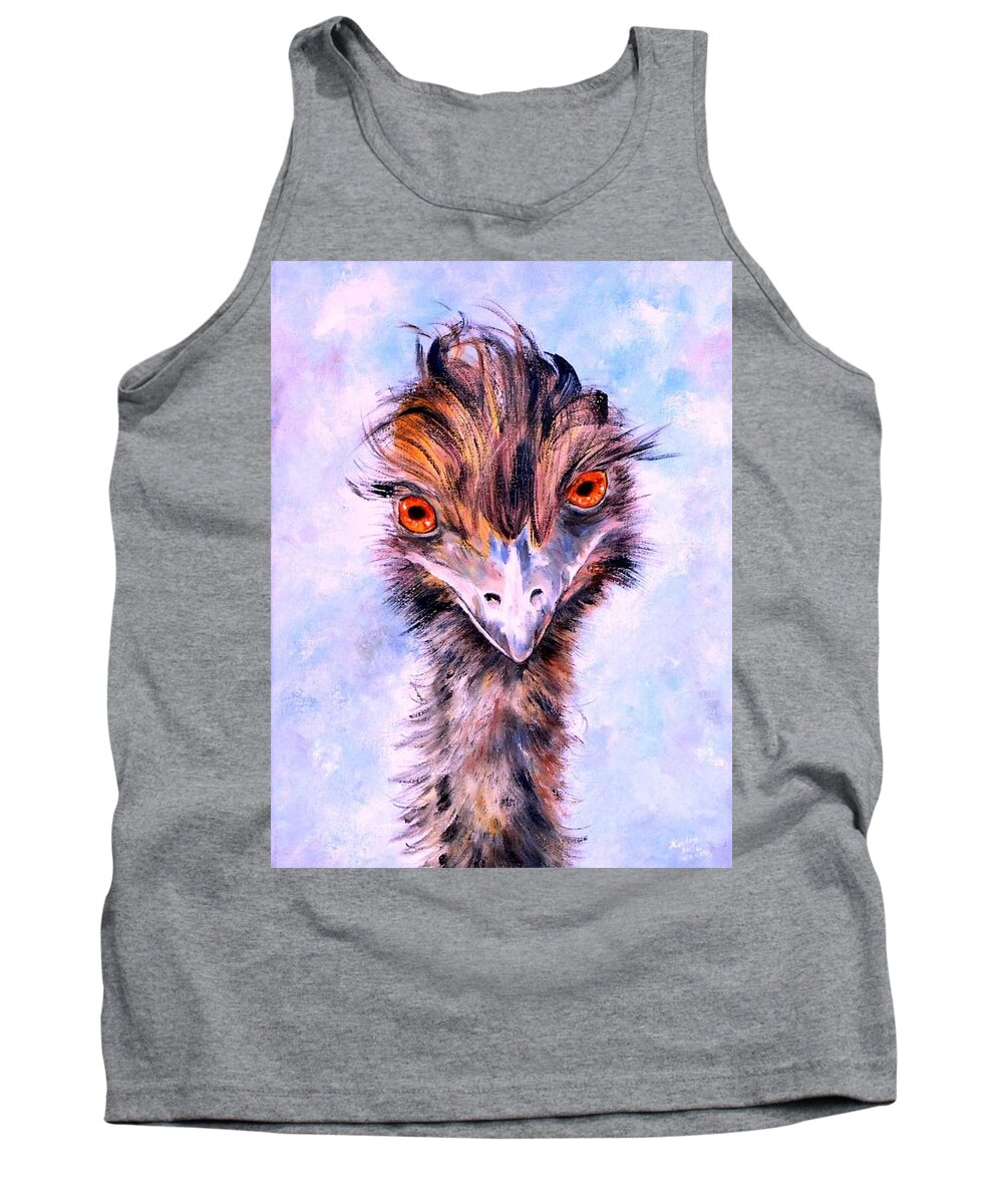 Emu Tank Top featuring the painting Emu Eyes by Ryn Shell