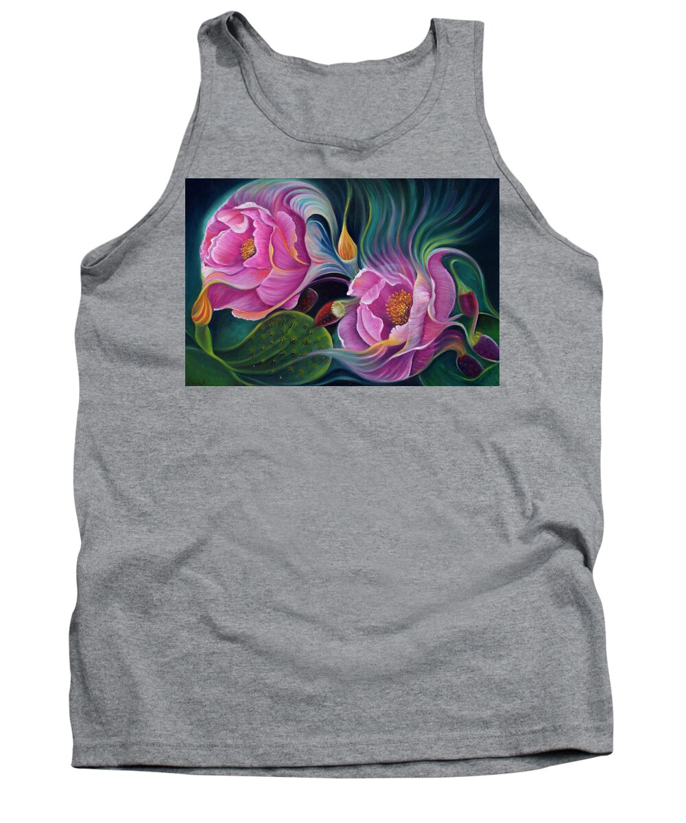 Flower Tank Top featuring the painting Enchanted Blossoms by Claudia Goodell