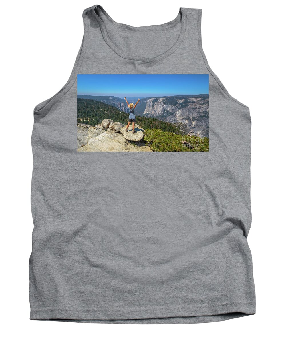 Yosemite Tank Top featuring the photograph Enjoying at Yosemite summit by Benny Marty