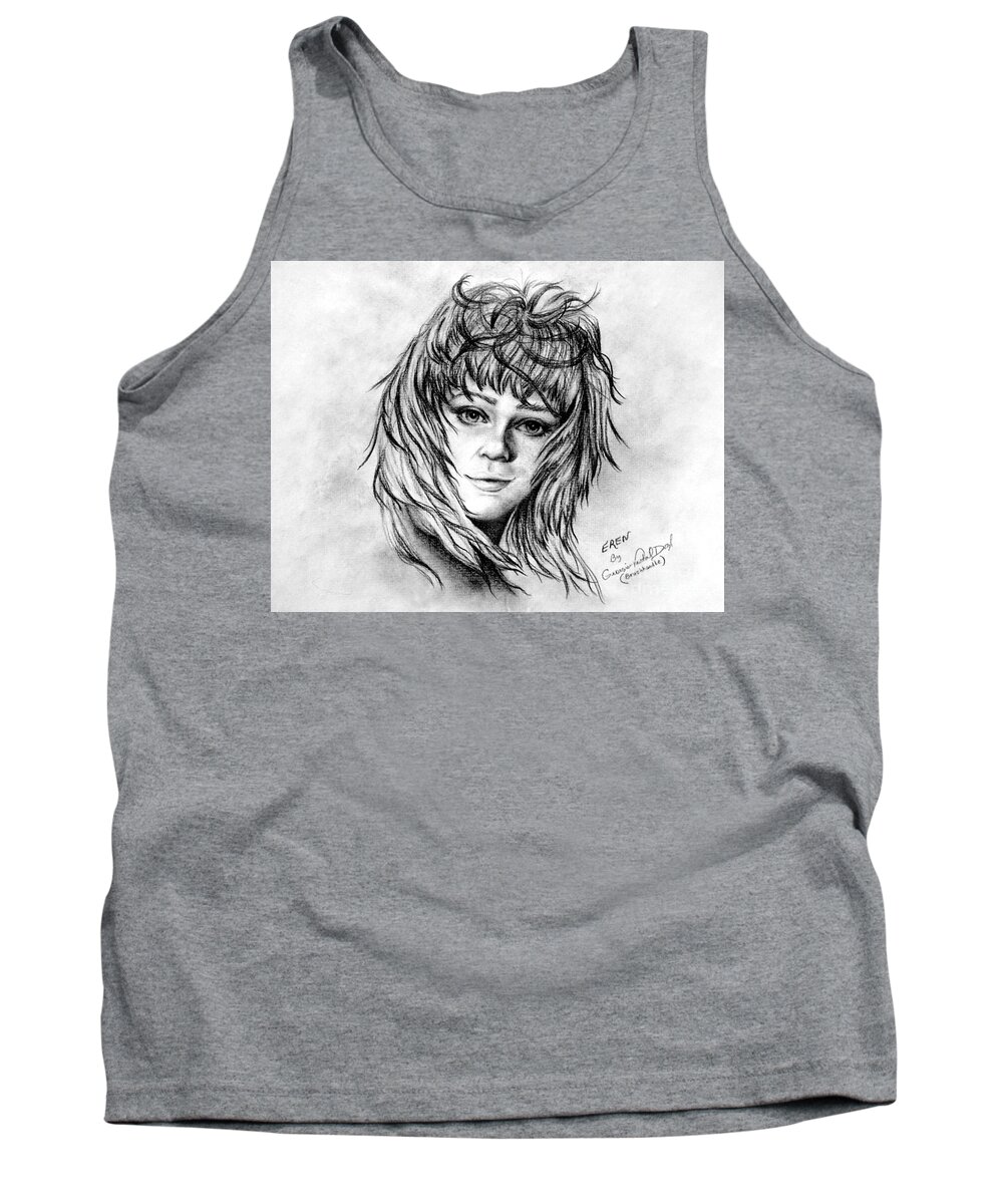 Girl Tank Top featuring the drawing Eren by Georgia Doyle