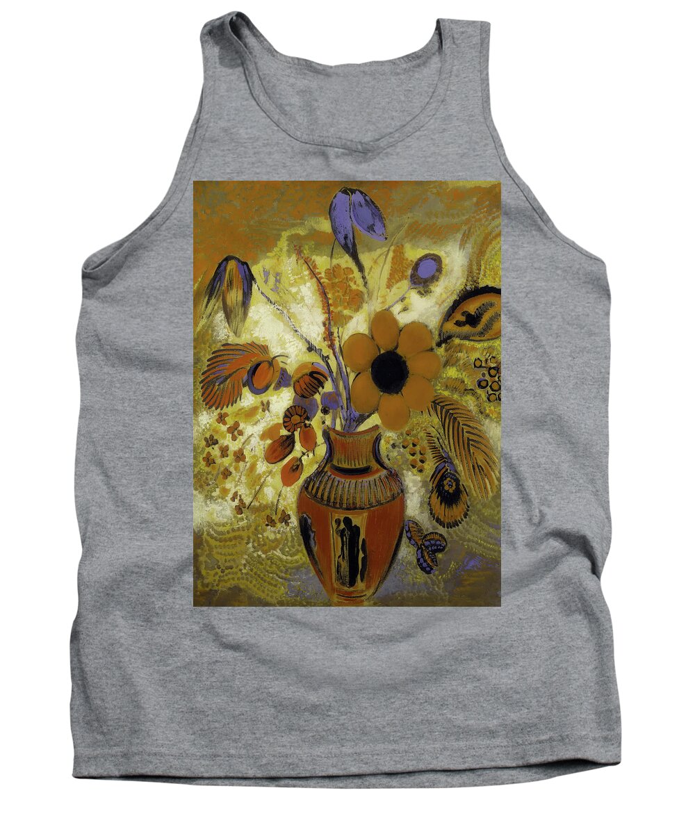 Painting Tank Top featuring the painting Etrusian Vase With Flowers by Mountain Dreams