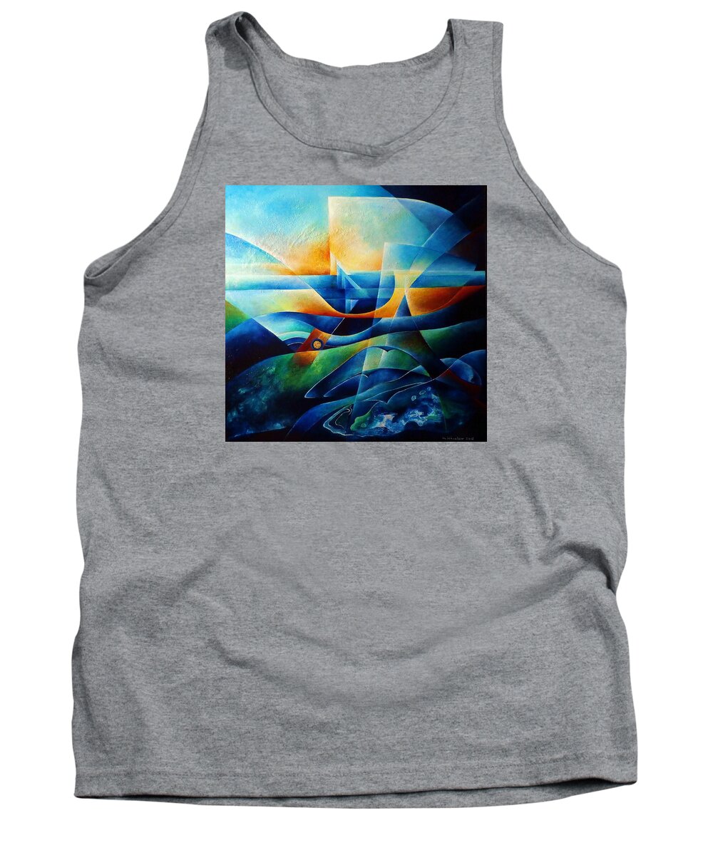 Shore Tank Top featuring the painting Evening At The Shore by Wolfgang Schweizer