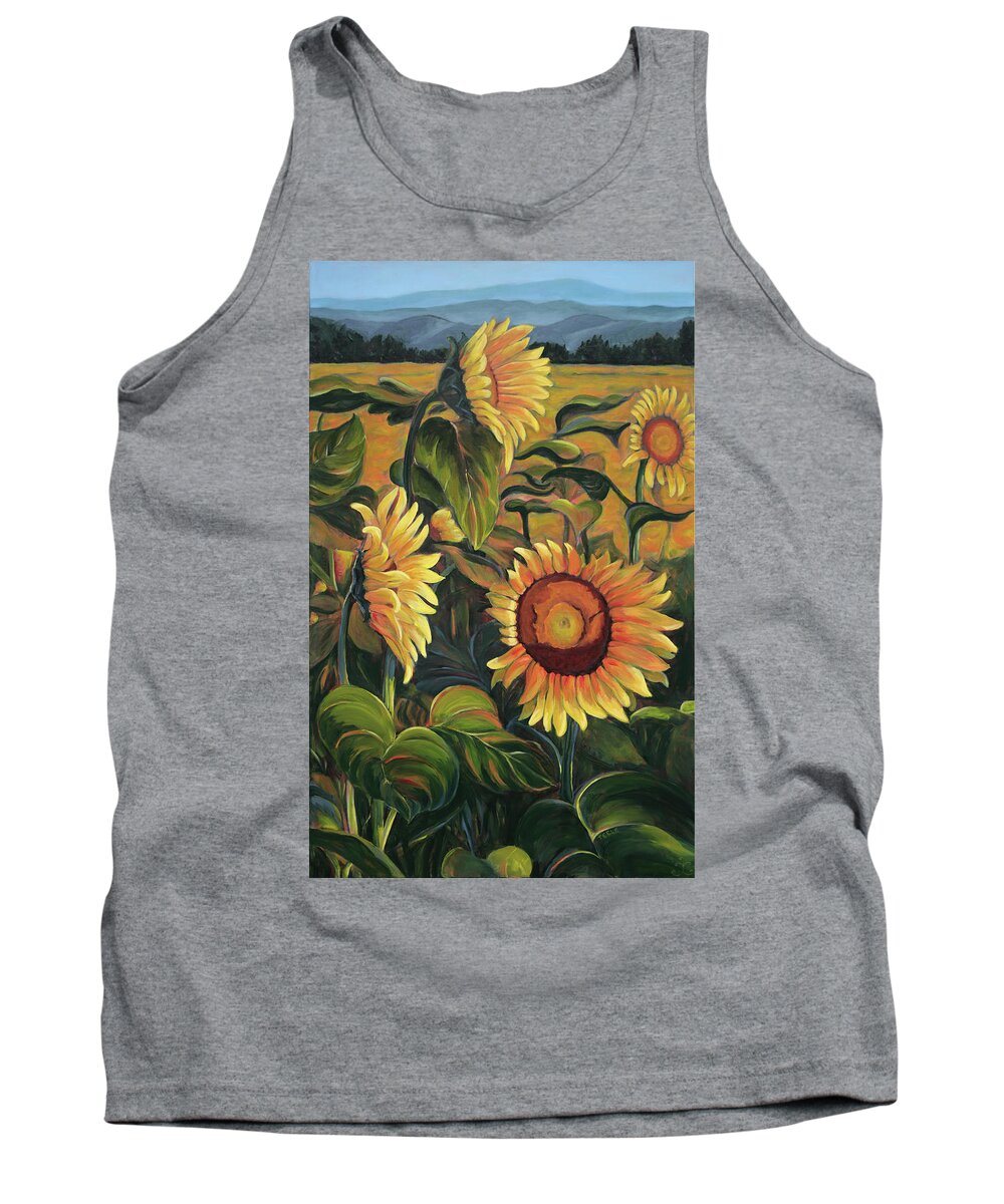 Sunflowers Tank Top featuring the painting Evocation by Trina Teele