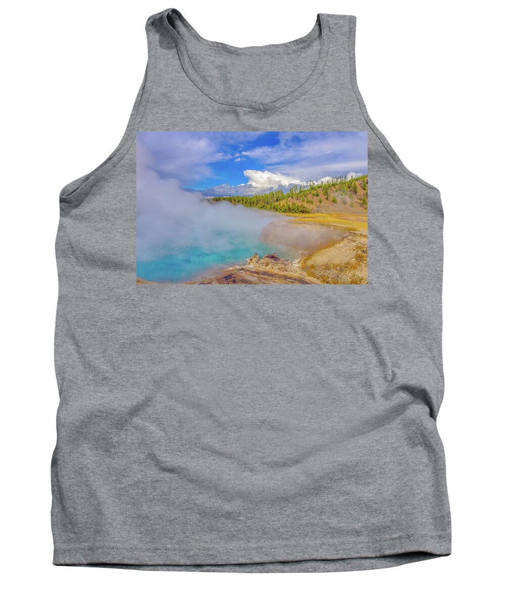 Adventure Tank Top featuring the photograph Excelsior Geyser Crater Yellowstone by Scott McGuire