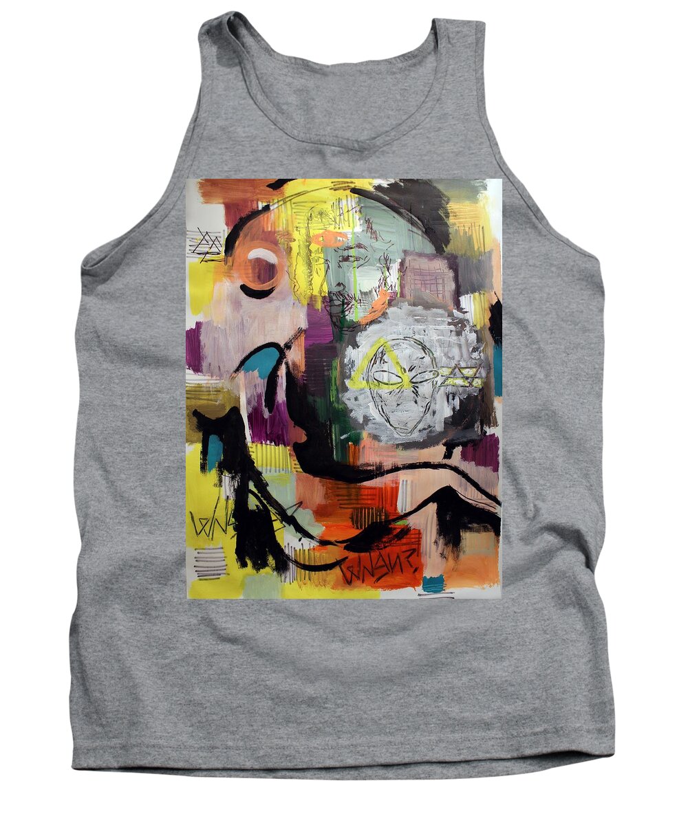 Abstract Tank Top featuring the mixed media Exis-tense by Aort Reed
