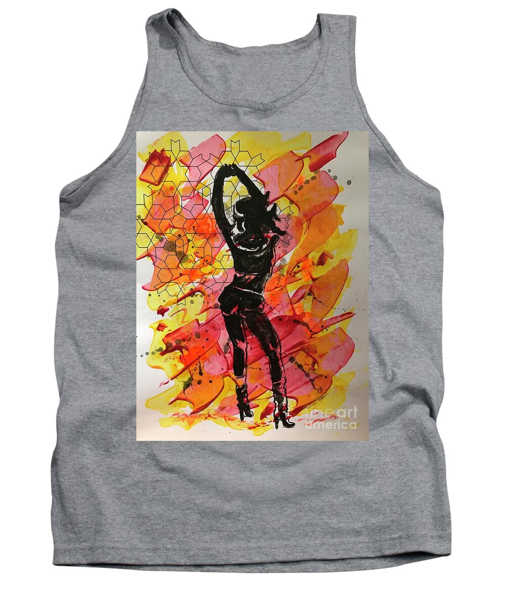 Dancer Tank Top featuring the painting Exotic Dancer 01 by Yvonne Ayoub