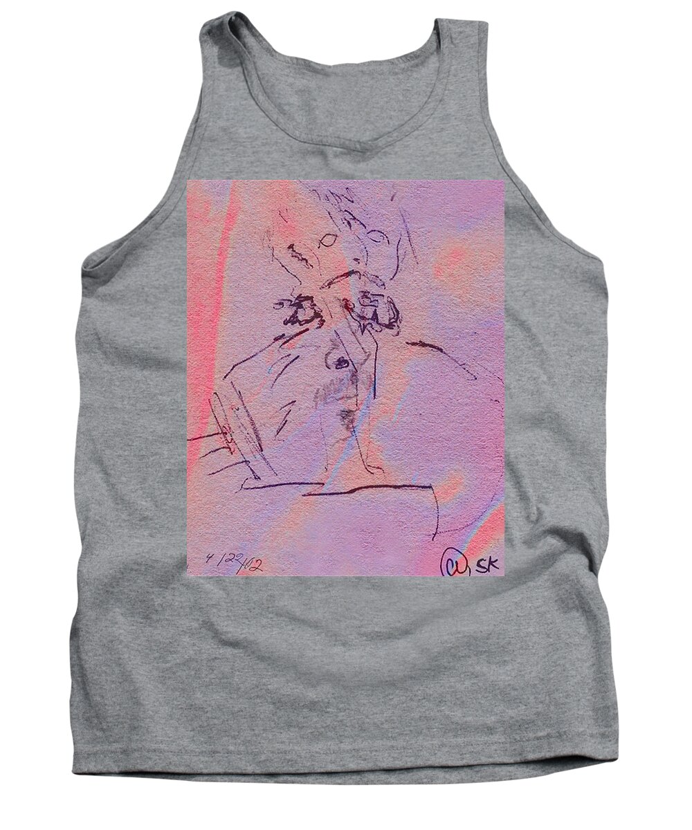Abstract Tank Top featuring the mixed media Faces Of Trivia by Steve Karol