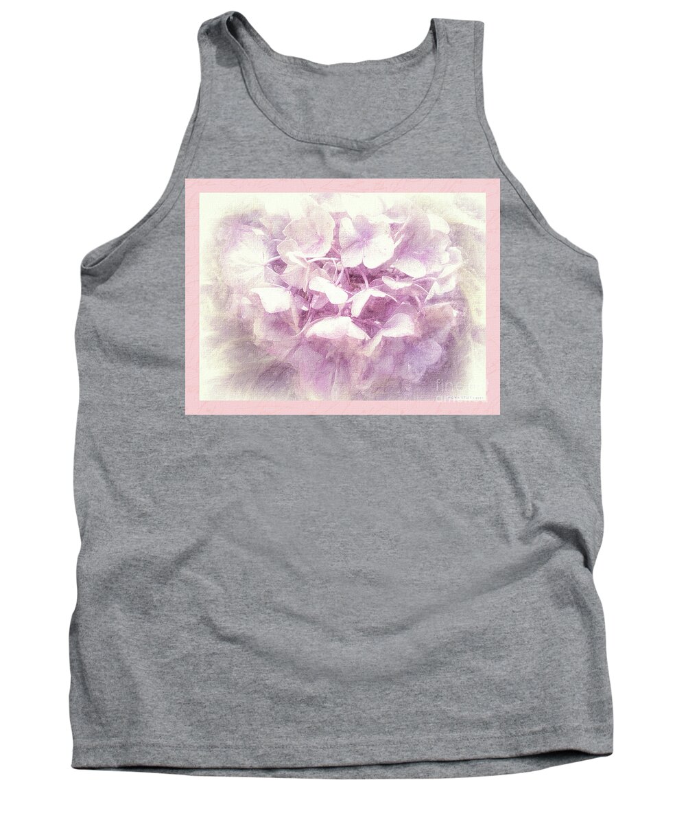 Mona Stut Tank Top featuring the mixed media Elegant Faded Pink Hortensia by Mona Stut