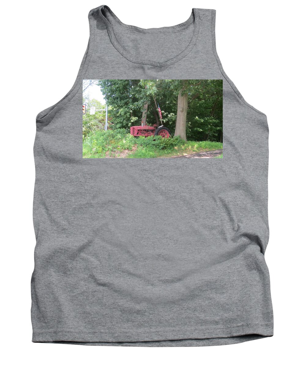 Red Tractor Tank Top featuring the photograph Faithful American Tractor by Jeanette Oberholtzer