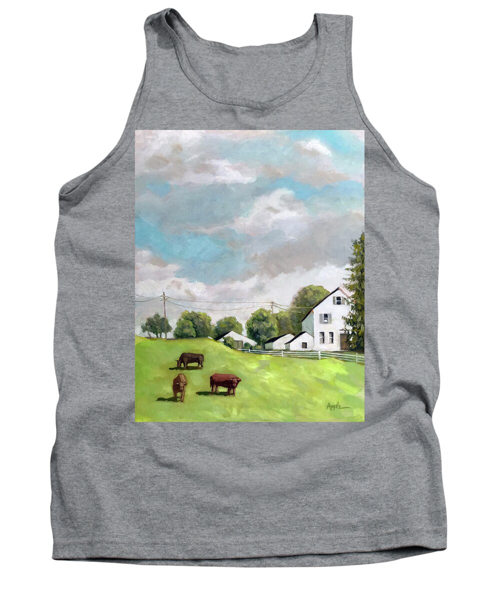 Oil Painting Tank Top featuring the painting Farm country by Linda Apple