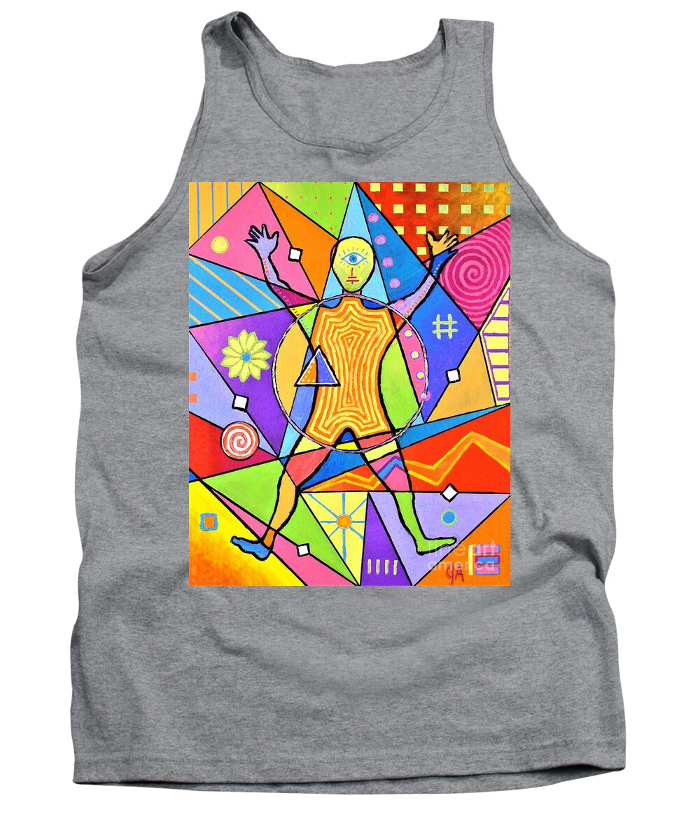 Feel Tank Top featuring the painting Feel The Vibes by Jeremy Aiyadurai