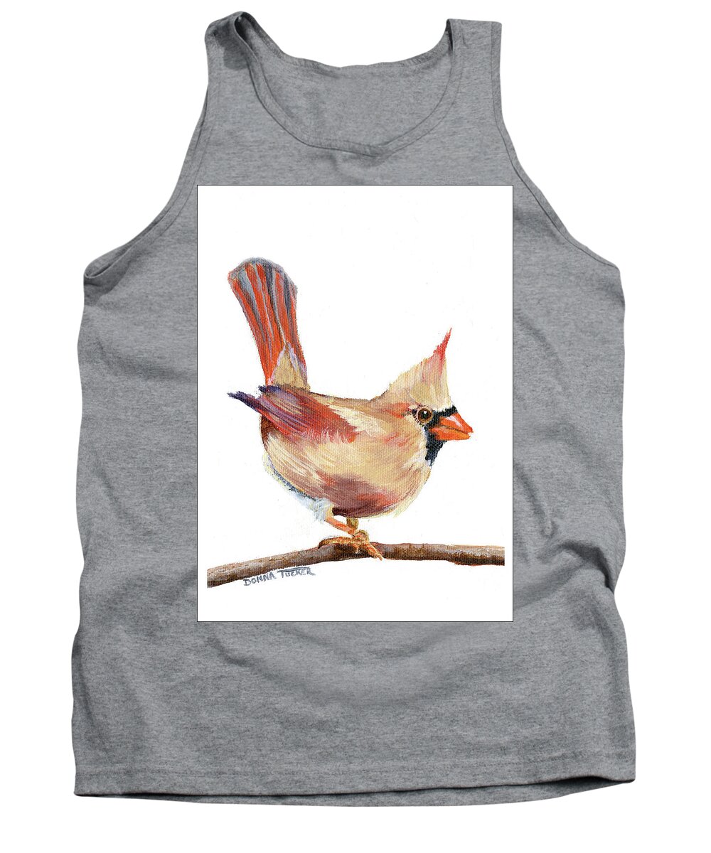 Cardinal Tank Top featuring the painting Female Cardinal by Donna Tucker