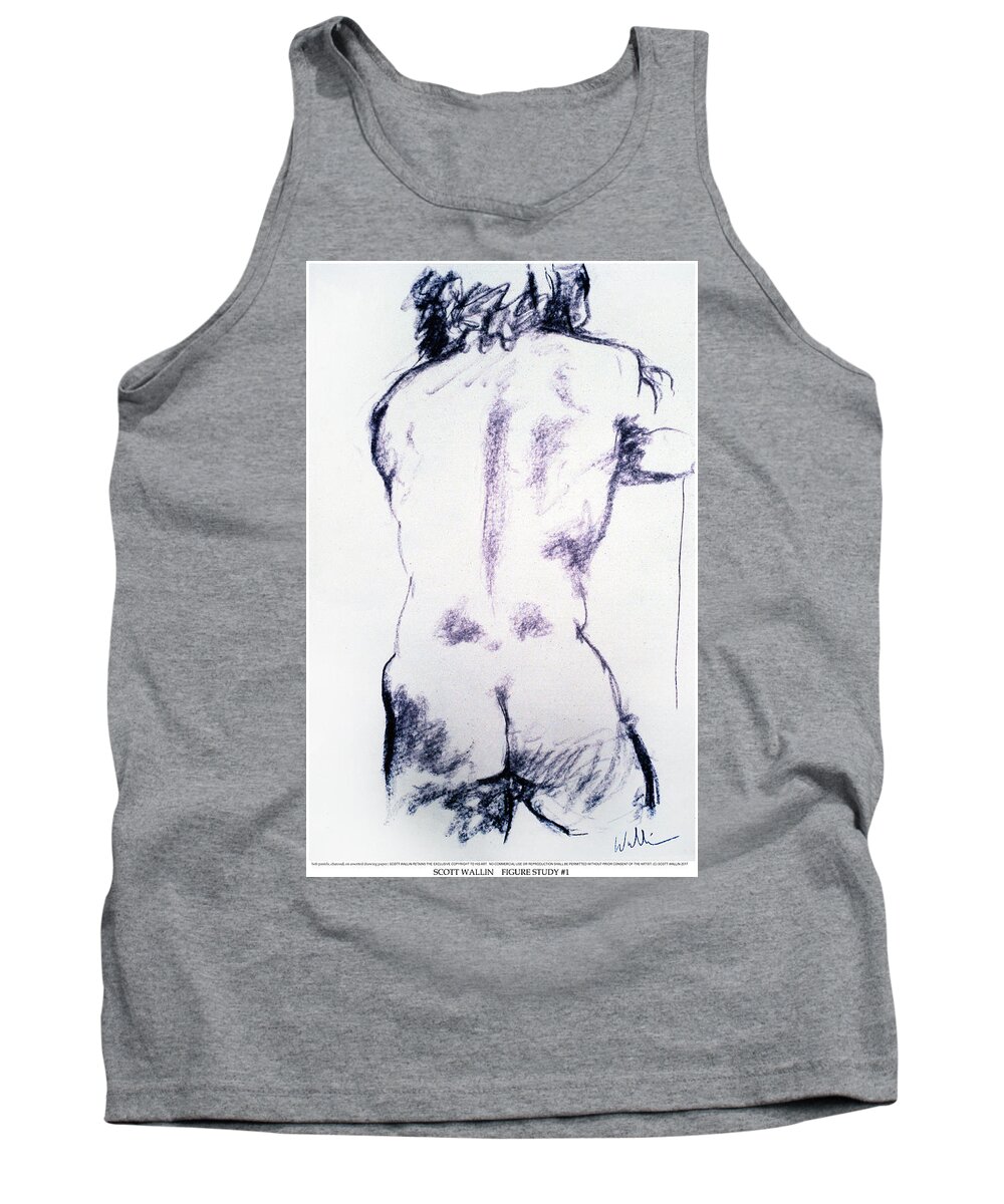 A Set Of Figure Studies Tank Top featuring the drawing Figure Study One by Scott Wallin