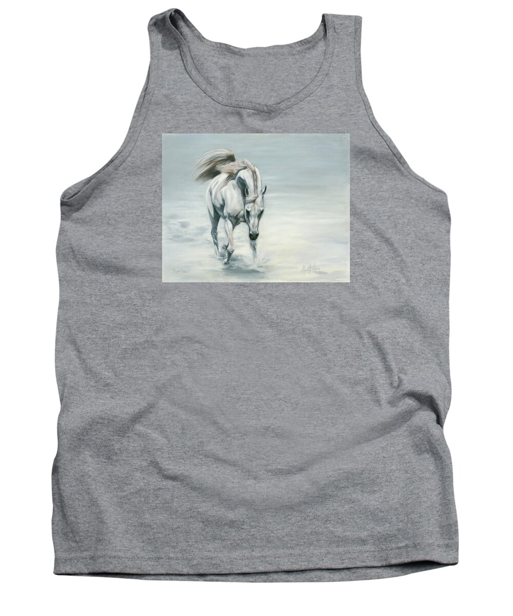 White Horse In Snow Tank Top featuring the pastel First Snow by Kim McElroy