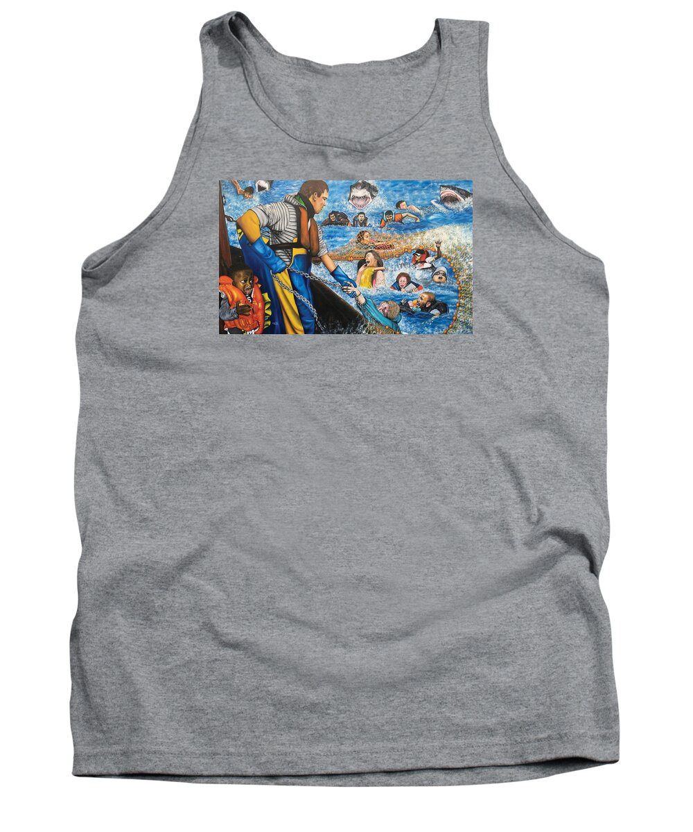 Africa Tank Top featuring the painting Fishers of Men by O Yemi Tubi