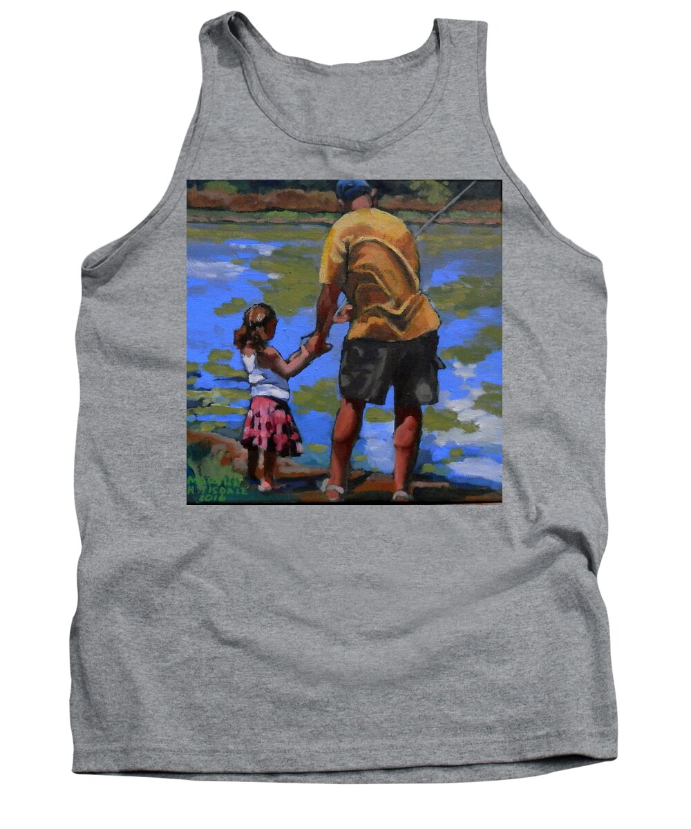 Father Tank Top featuring the painting Fishing Lesson by Martha Tisdale