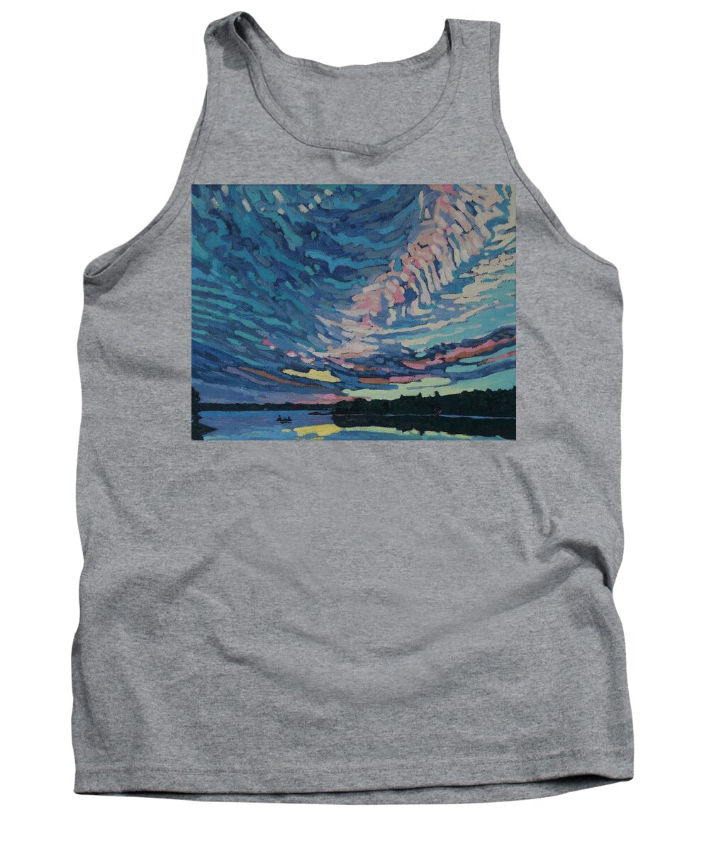 1954 Tank Top featuring the painting Fishing Sunset by Phil Chadwick
