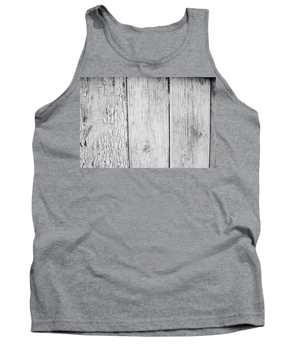 Abstract Tank Top featuring the photograph Flaking Grey Wood Paint by John Williams